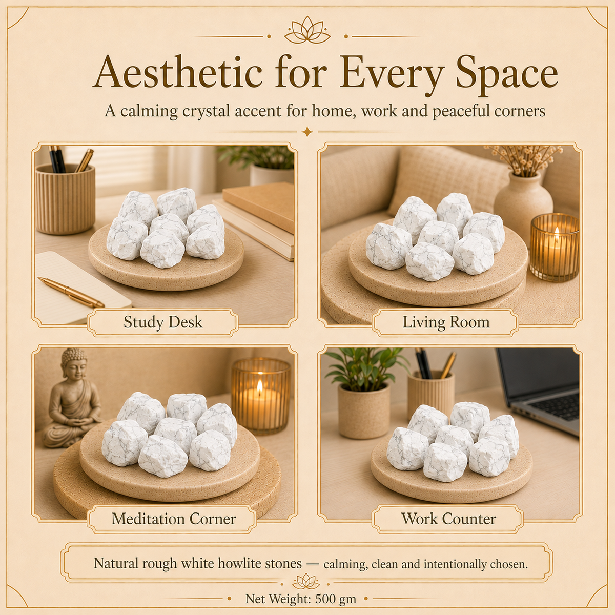 White Howlite Raw Crystals and Stones (500 Gram)
