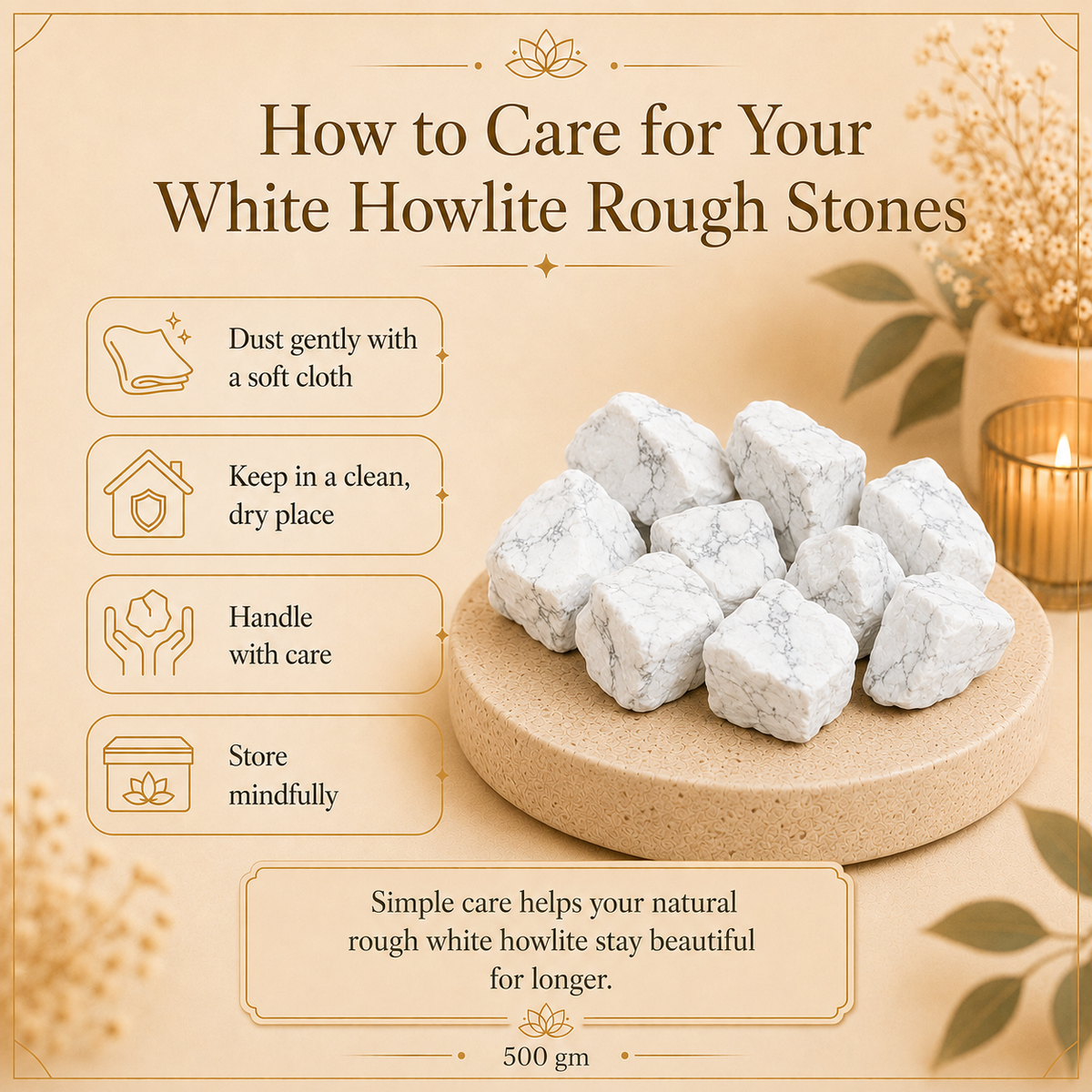 White Howlite Raw Crystals and Stones (500 Gram)