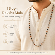 Divya Raksha Rudraksha & Karungali Mala with Silver Capping