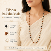 Divya Raksha Rudraksha & Karungali Mala with Silver Capping