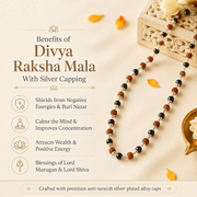 Divya Raksha Rudraksha & Karungali Mala with Silver Capping