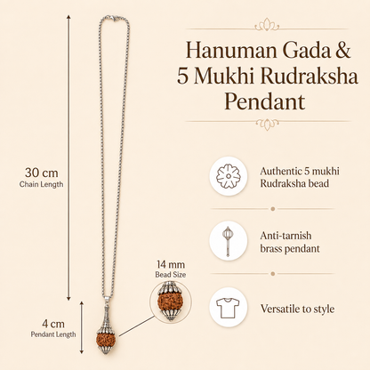Rudraksha Hanuman Gada Pendant