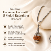 Rudraksha Hanuman Gada Pendant