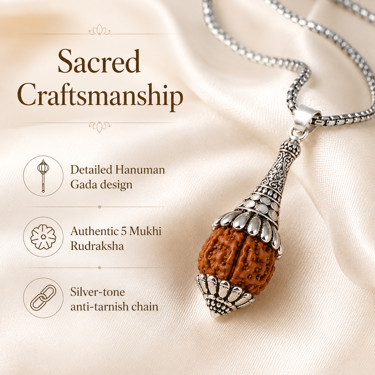 Rudraksha Hanuman Gada Pendant