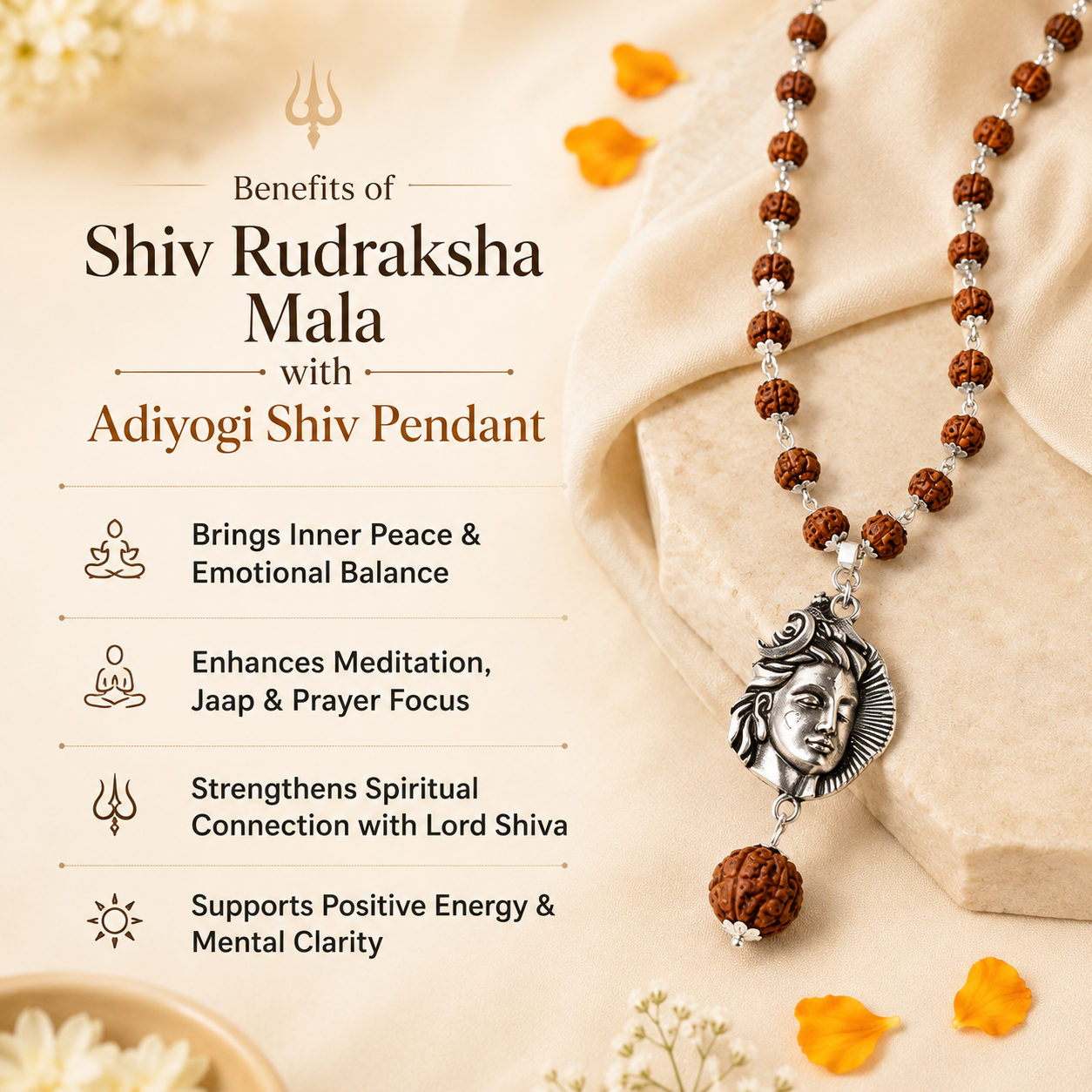Shiv Rudraksha Mala with Adiyogi Shiv Pendant