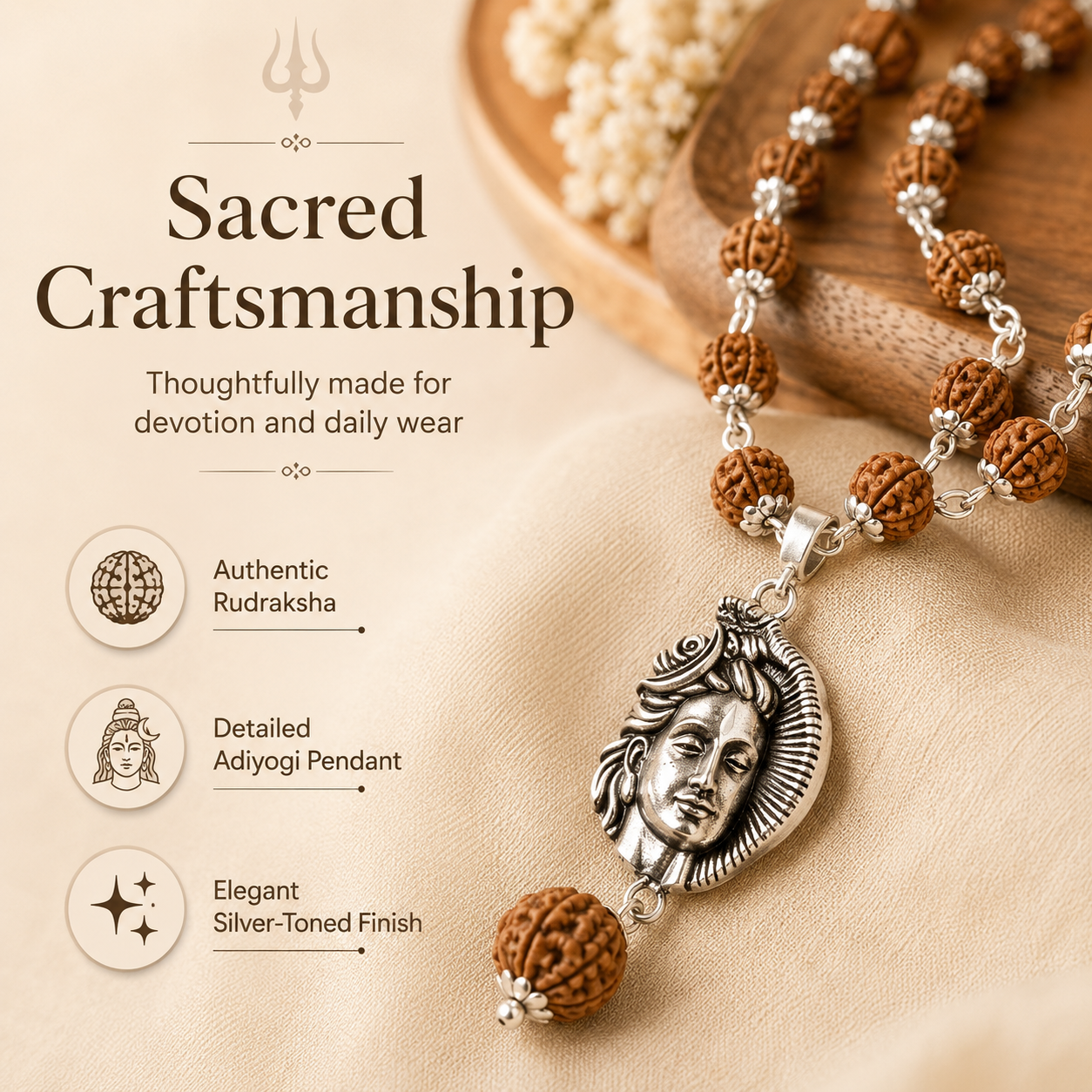 Shiv Rudraksha Mala with Adiyogi Shiv Pendant