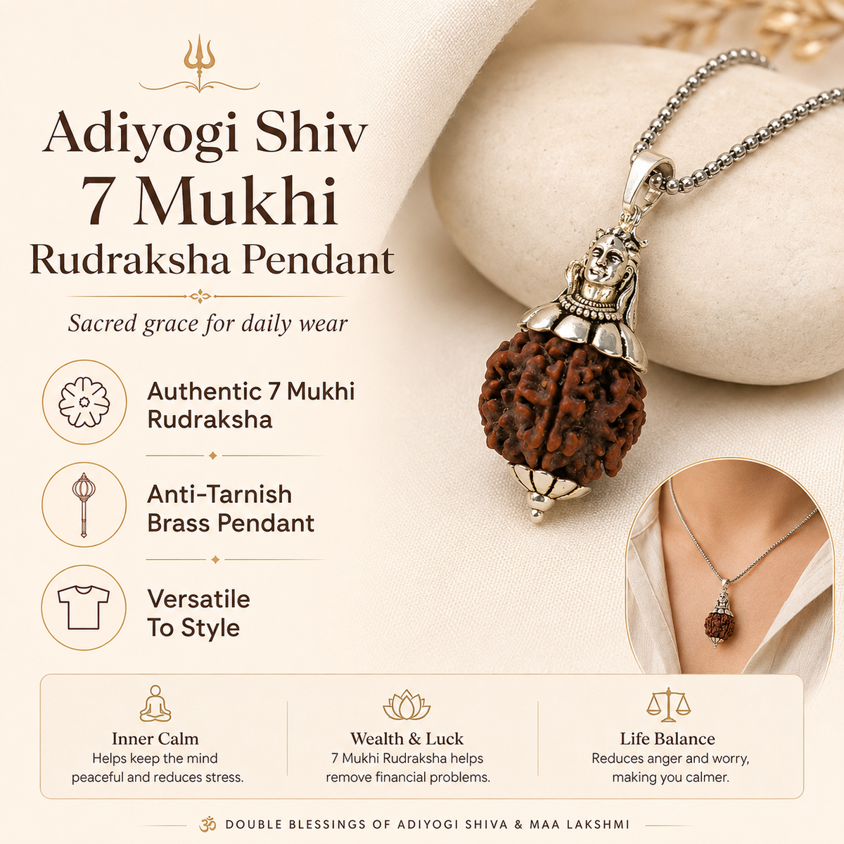 Adiyogi Shiv 7 Mukhi Rudraksha Pendant
