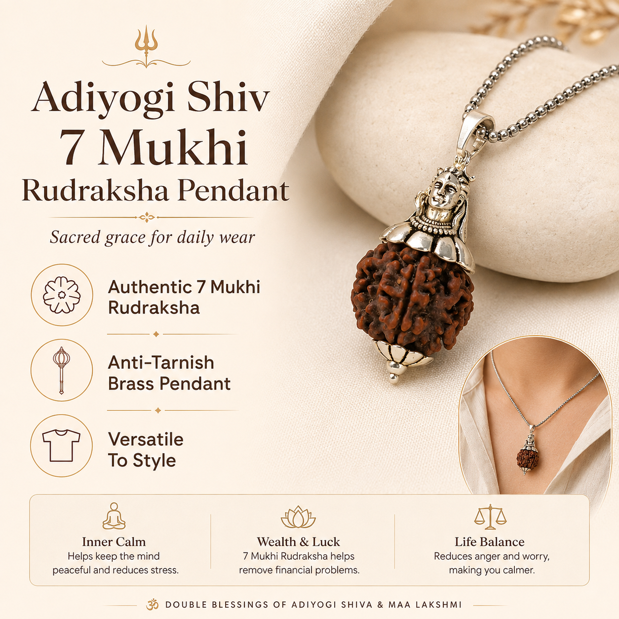 Adiyogi Shiv 7 Mukhi Rudraksha Pendant
