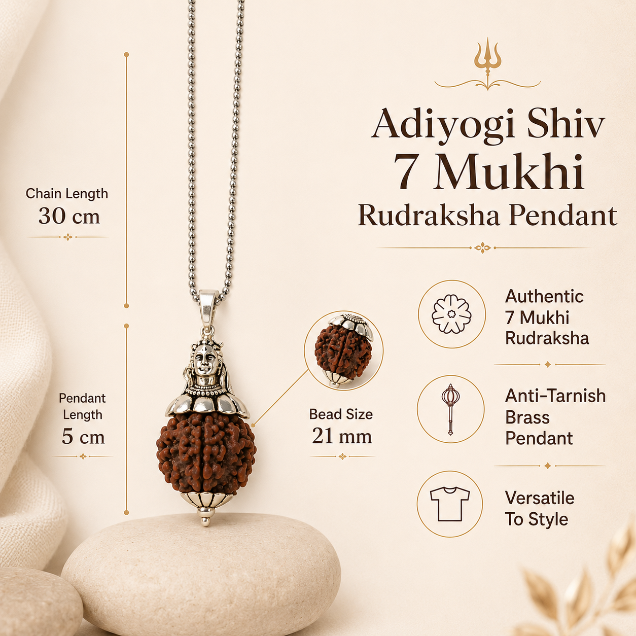 Adiyogi Shiv 7 Mukhi Rudraksha Pendant