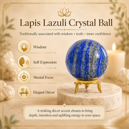 Lapis Lazuli Crystal Ball with Stand – Perfect for Spiritual Wellness