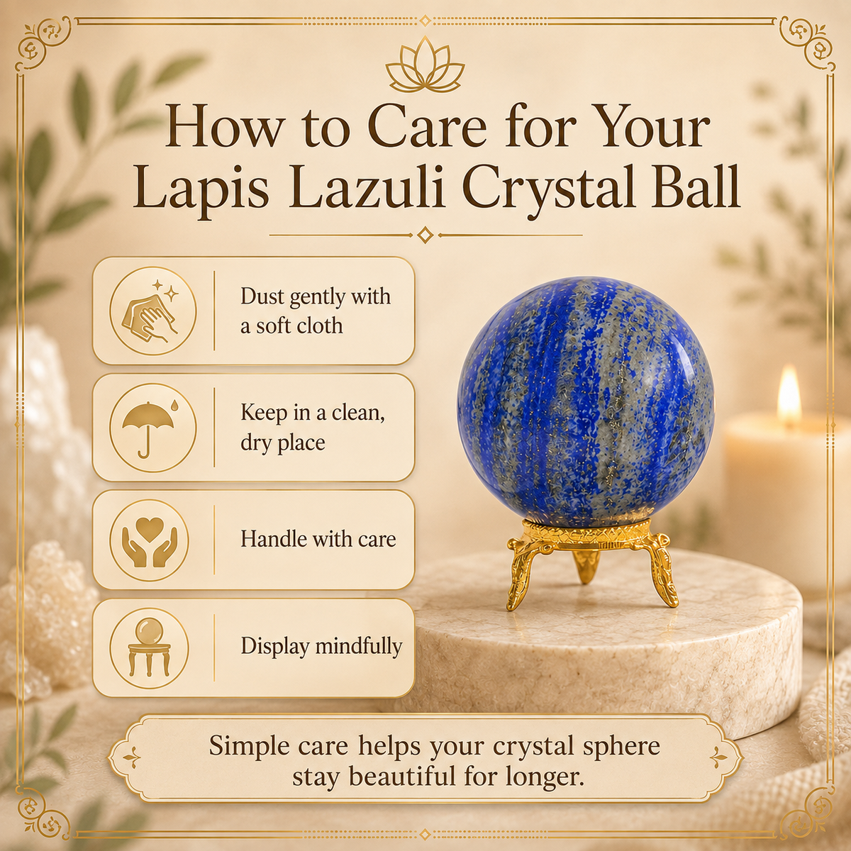 Lapis Lazuli Crystal Ball with Stand – Perfect for Spiritual Wellness
