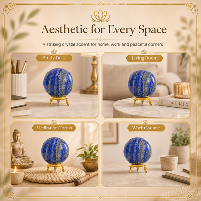 Lapis Lazuli Crystal Ball with Stand – Perfect for Spiritual Wellness
