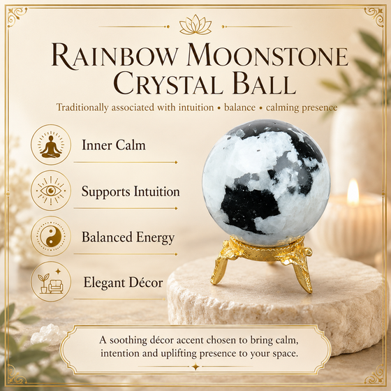 Rainbow Moonstone Sphere Crystal Ball Fortune Teller & Scrying Crystal