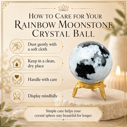 Rainbow Moonstone Sphere Crystal Ball Fortune Teller & Scrying Crystal