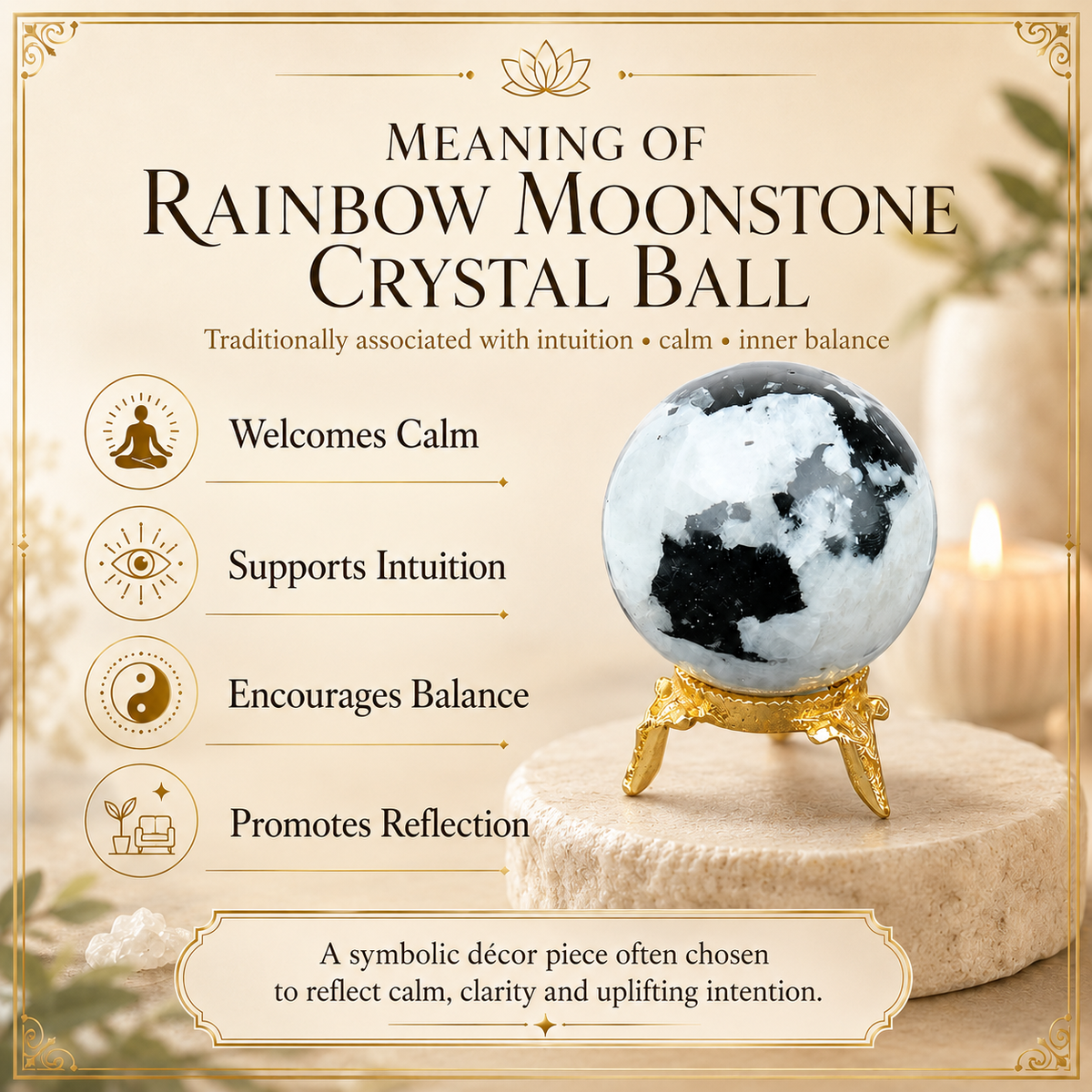 Rainbow Moonstone Sphere Crystal Ball Fortune Teller & Scrying Crystal