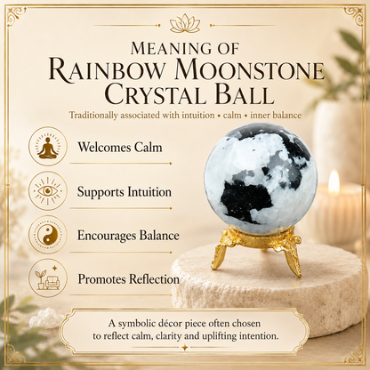 Rainbow Moonstone Sphere Crystal Ball Fortune Teller & Scrying Crystal