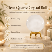 Clear Quartz Crystal Balls For Gazing Along With Sphere Stand Meditation Decor