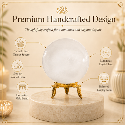 Clear Quartz Crystal Balls For Gazing Along With Sphere Stand Meditation Decor