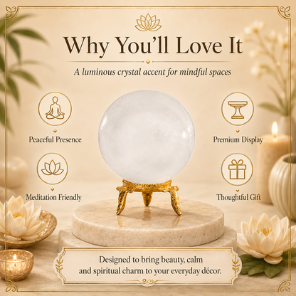 Clear Quartz Crystal Balls For Gazing Along With Sphere Stand Meditation Decor