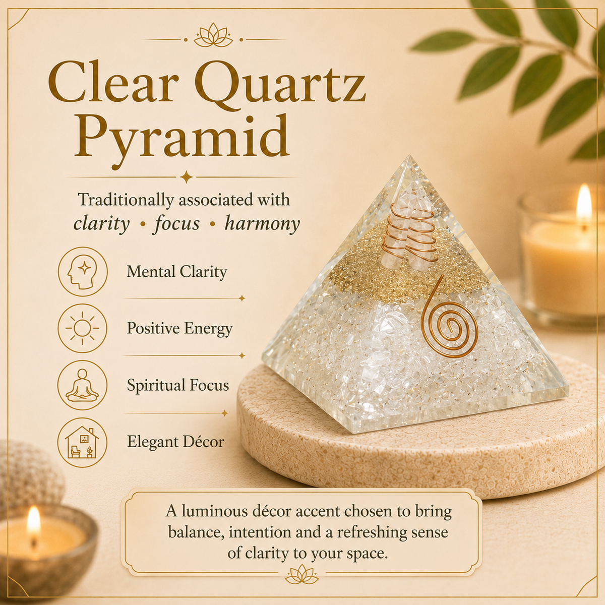 Gemstone Pyramid Clear Quatz
