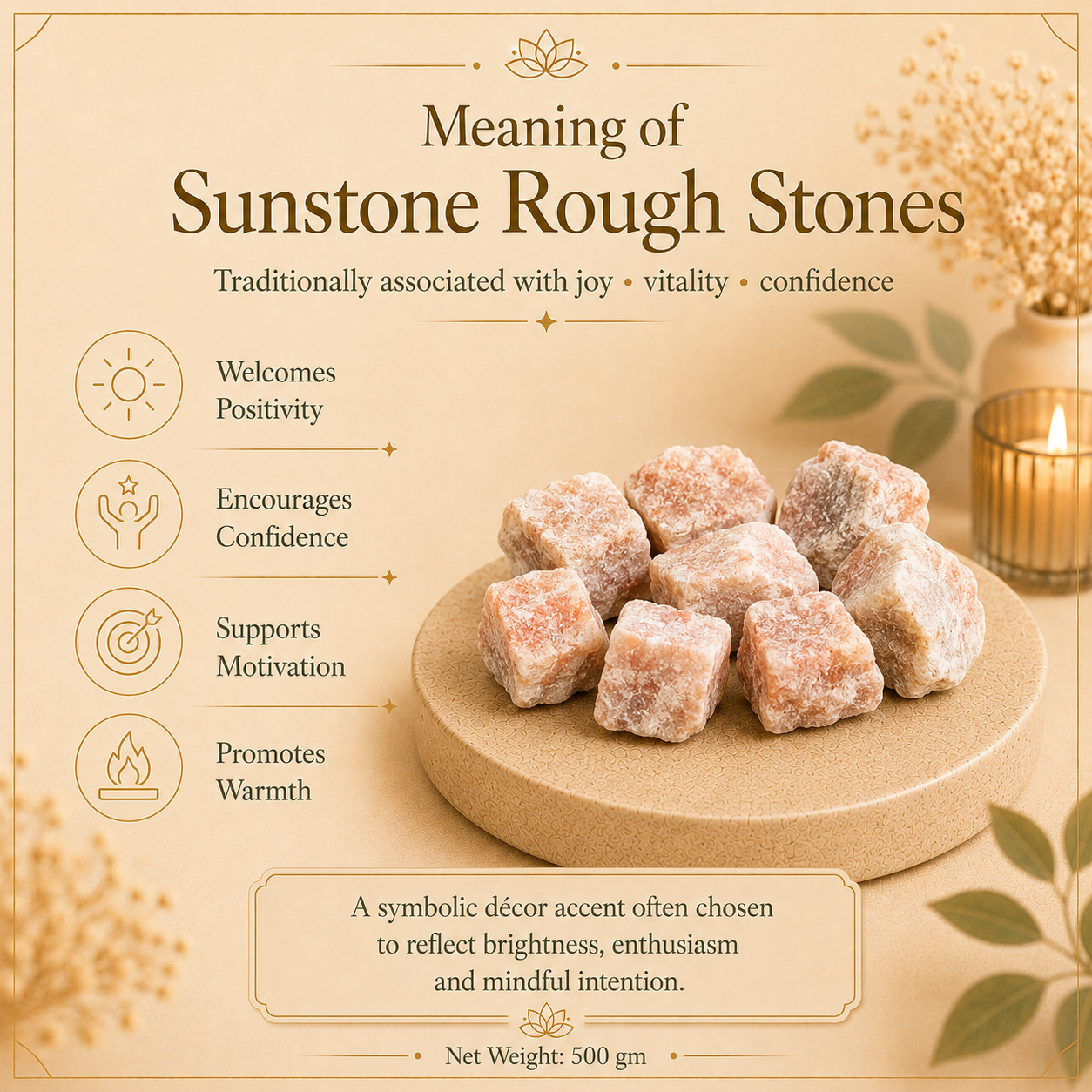 Sunstones Raw Crystals and Stones (500 Gram)