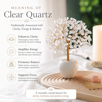Clear Quartz Crystal Tree for Positive Energy, Healing & Home Decor