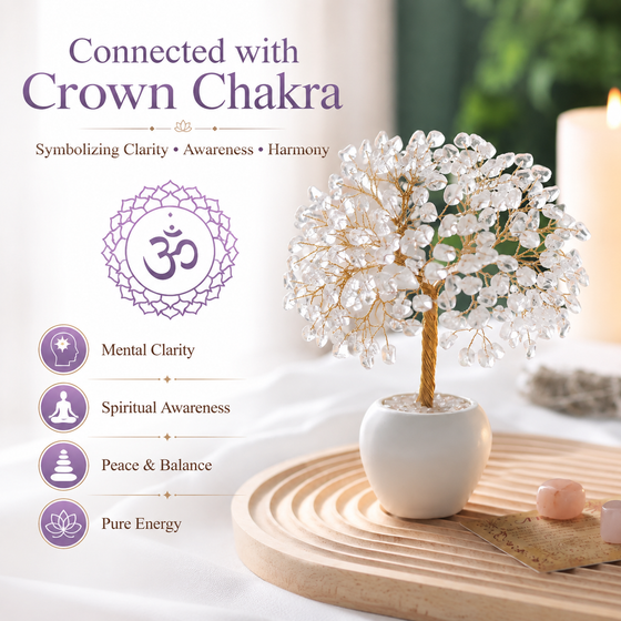 Clear Quartz Crystal Tree for Positive Energy, Healing & Home Decor