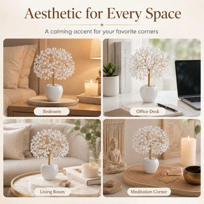 Clear Quartz Crystal Tree for Positive Energy, Healing & Home Decor