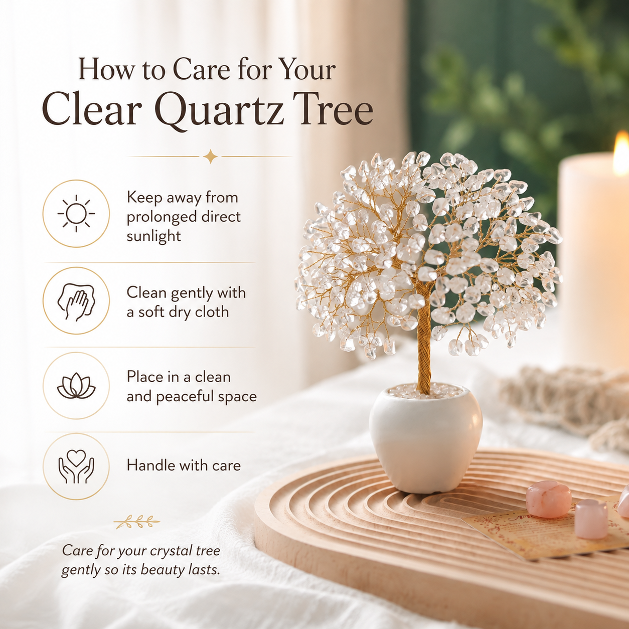 Clear Quartz Crystal Tree for Positive Energy, Healing & Home Decor