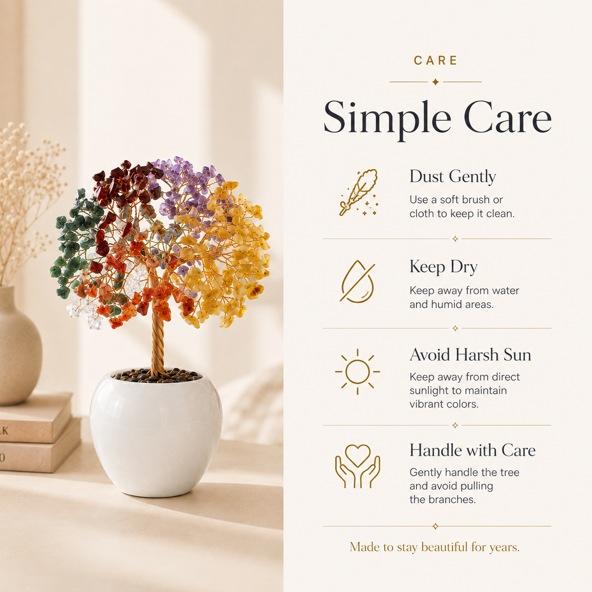 Seven Chakra Crystal Stone Tree - Perfect For Healing and Meditation
