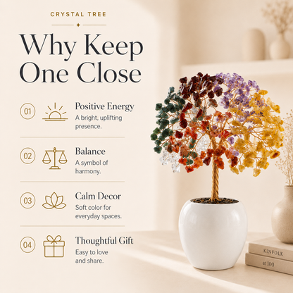 Seven Chakra Crystal Stone Tree - Perfect For Healing and Meditation