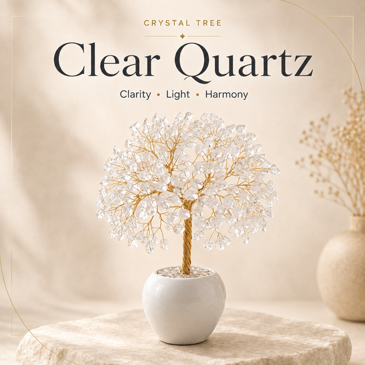 Clear Quartz Crystal Tree for Positive Energy, Healing & Home Decor