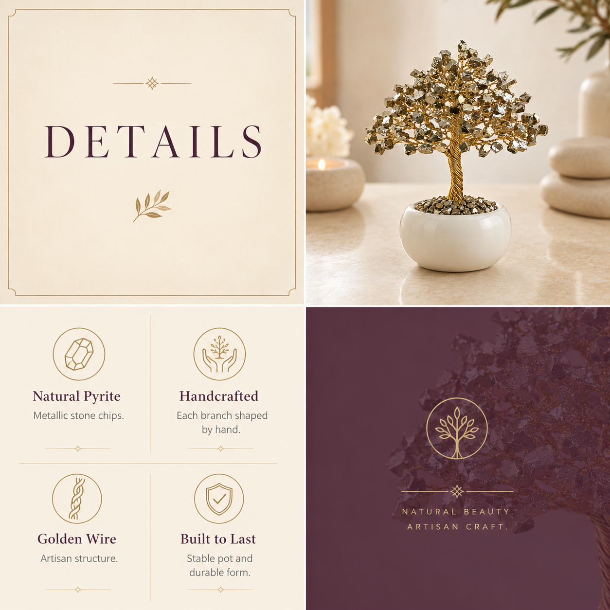 Pyrite Crystal Tree for Prosperity, Office and Home Décor