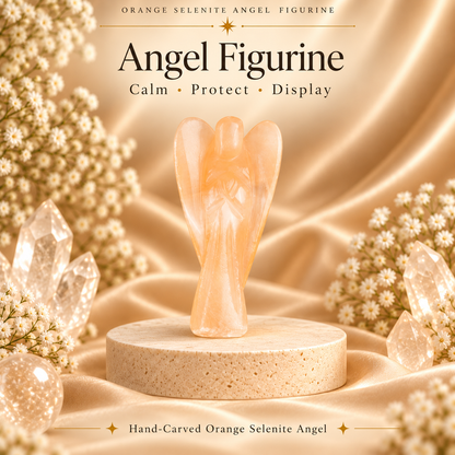 Orange Selenite Angel Figurine for Creativity, Vitality, and Emotional Healing