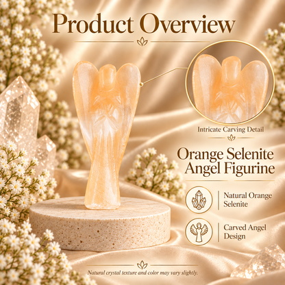 Orange Selenite Angel Figurine for Creativity, Vitality, and Emotional Healing
