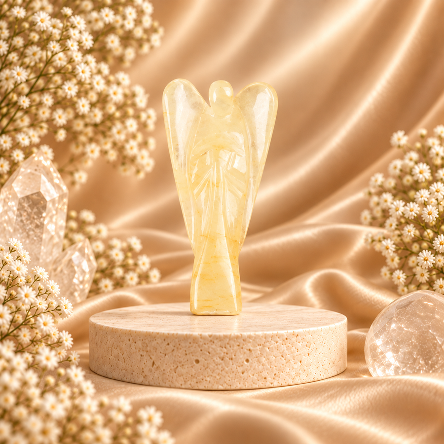 Citrine Angel Figurine for Harmony, Communication, and Emotional Balance