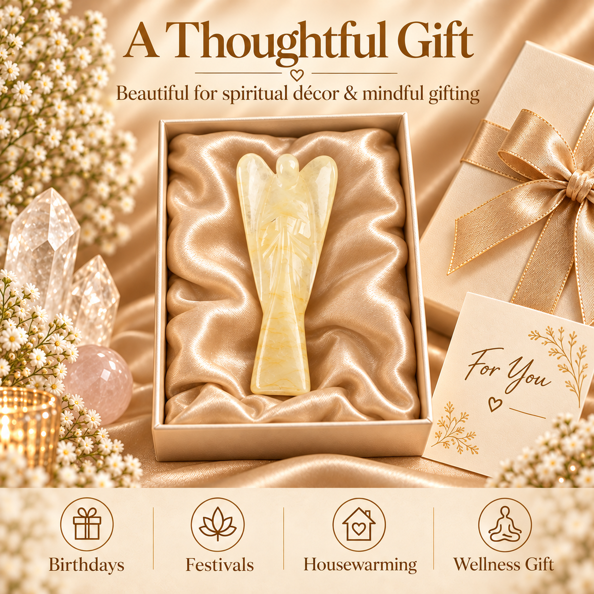 Citrine Angel Figurine for Harmony, Communication, and Emotional Balance