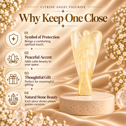 Citrine Angel Figurine for Harmony, Communication, and Emotional Balance