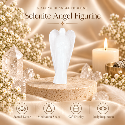 Selenite Angel Figurine for Clarity, Protection, and Spiritual Growth