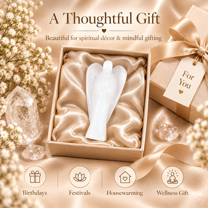 Selenite Angel Figurine for Clarity, Protection, and Spiritual Growth