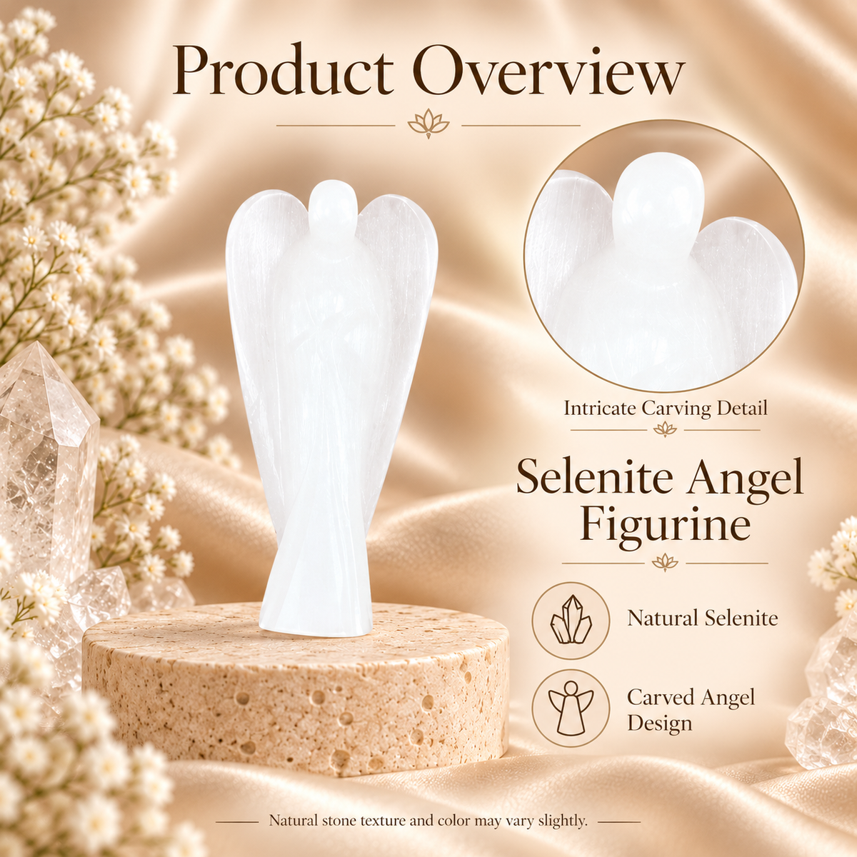 Selenite Angel Figurine for Clarity, Protection, and Spiritual Growth