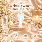 Rainbow Moonstone Angel Figurine for Intuition, Protection, and Emotional Balance