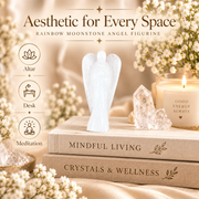 Rainbow Moonstone Angel Figurine for Intuition, Protection, and Emotional Balance