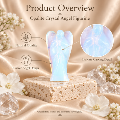 Opalite Crystal Angel Figurine & Statue For Communication, and Emotional Healing