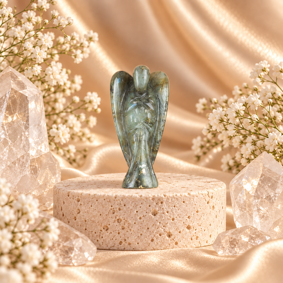 Labradorite Angel Figurine for Transformation, Protection, and Intuition