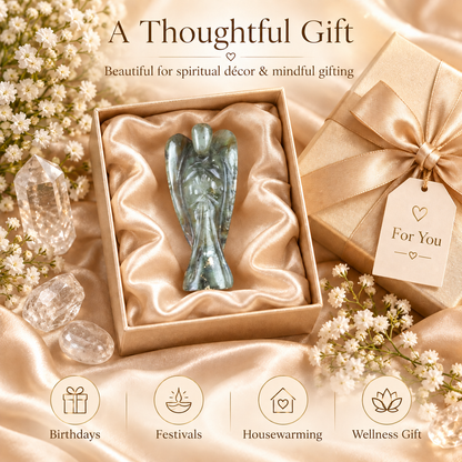 Labradorite Angel Figurine for Transformation, Protection, and Intuition