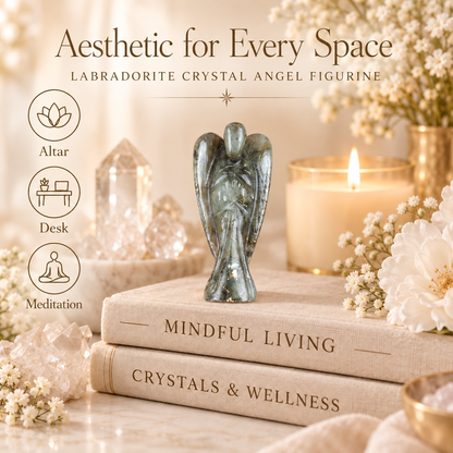 Labradorite Angel Figurine for Transformation, Protection, and Intuition