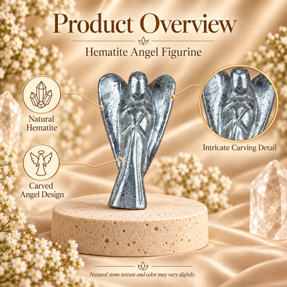 Hematite Angel Figurine for Grounding, Protection, and Strength
