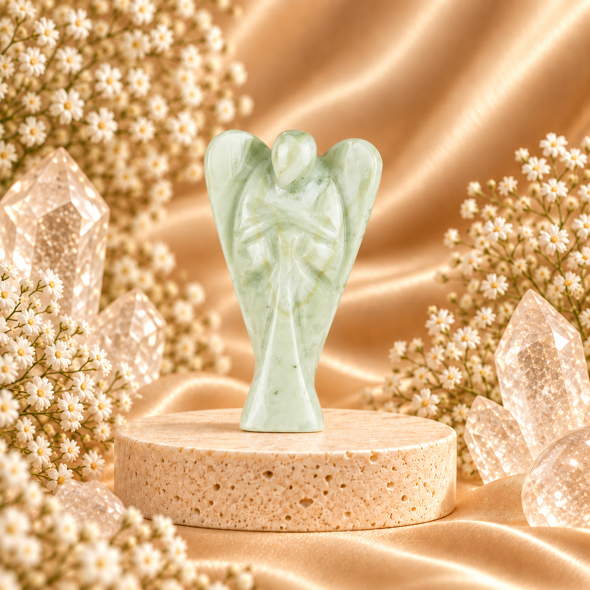 Serpentine Angel Figurine for Healing, Protection, and Emotional Balance