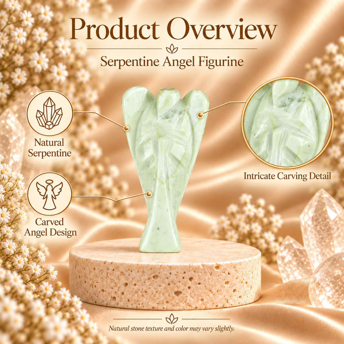 Serpentine Angel Figurine for Healing, Protection, and Emotional Balance